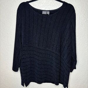 Chico's Size 3 Travelers Black Sparkle Tunic Top Dressy Women's Size 16 …